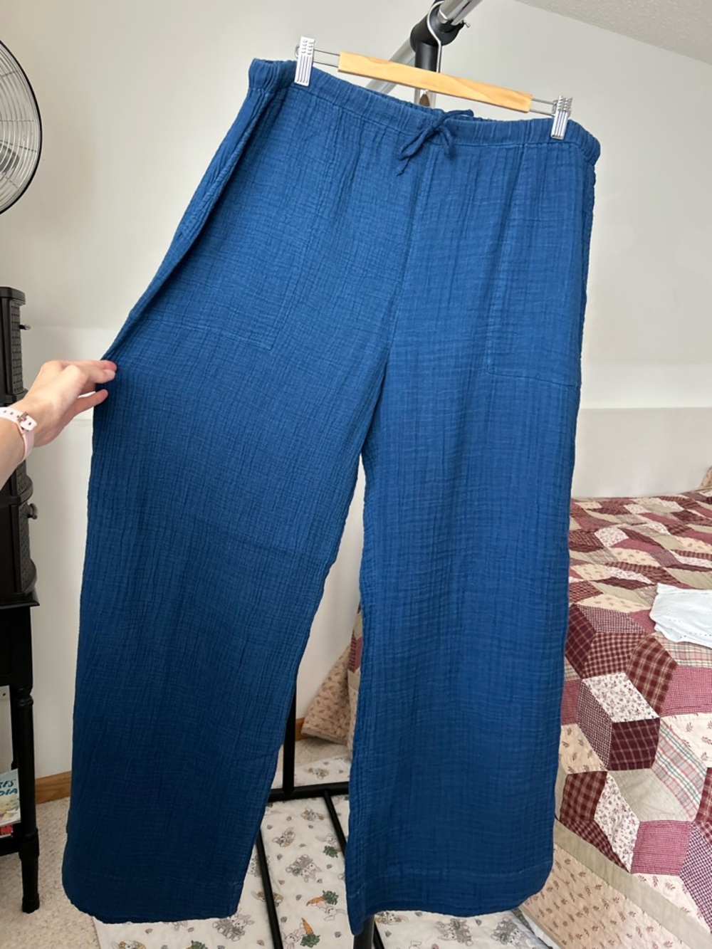 Faherty Dune Cotton Gauze Wide Leg Drawstring Pants